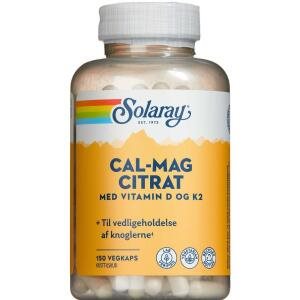 Solaray Cal-Mag Citrat + D/K2-Vitamin, 150 stk (Udløb: 12/2025)